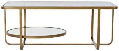 Modern Golden Metal And Glass Coffee Table