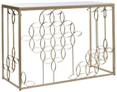 Glam Mirrored And Golden Metal Console Table