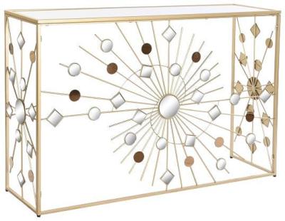 Glam Glass And Golden Metal Console Table