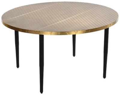 Glam Golden Wood Round Coffee Table