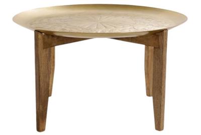 Indian Golden Mango Wood Round Coffee Table