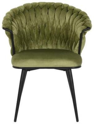 Set Of 2 Modern Green Fabric Dining Chair