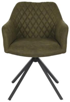 Set Of 2 Loft Green Fabric Swivel Dining Chair