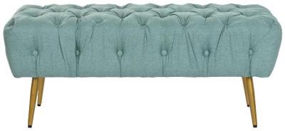 Glam Green Fabric Ottoman Bench