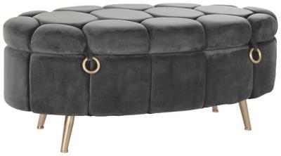 Quinn Grey Fabric Oval Ottoman Bench