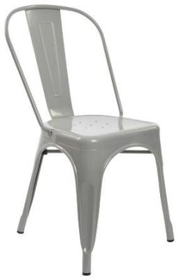 Set Of 4 Tolix Style Industrial Grey Metal Dining Chair