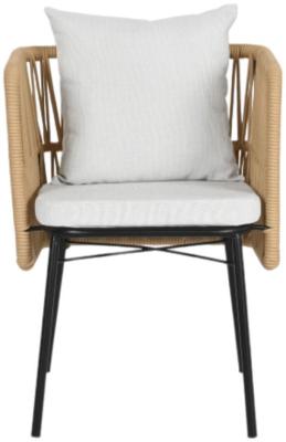 Set Of 2 Grey Fabric Outdoor Dining Armchair