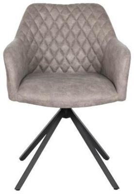 Set Of 2 Loft Grey Fabric Swivel Dining Chair