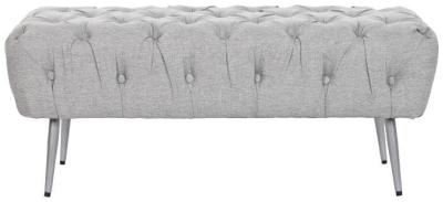 Grey And Silver Fabric Ottoman Bench