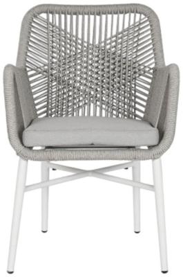 Set Of 2 Garden Grey Rattan Outdoor Dining Armchair