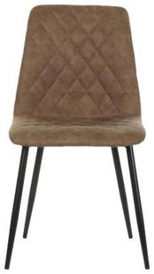 Set Of 2 Modern Light Brown And Black Metal Dining Chair