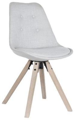 Set Of 2 Scandi Light Grey Fabric Dining Chair