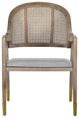 Set Of 2 Traditional Light Grey Rattan Dining Chair