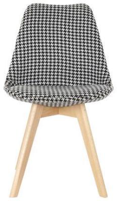 Set Of 4 Scandi Black And White Fabric Dining Chair With Wooden Legs