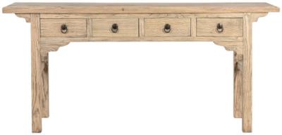 Product photograph of Natural Olmaz 4 Drawer Console Table from Choice Furniture Superstore