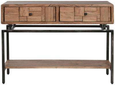 Modern Acacia Wood 2 Drawer Console Table