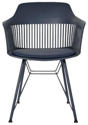 Set Of 2 Scandi Navy Blue Metal Dining Chair