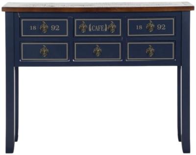 Product photograph of Mediterranean Navy Blue 6 Drawer Console Table from Choice Furniture Superstore