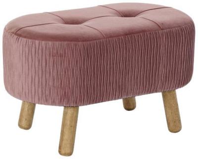 Pink Velvet Fabric Footstool