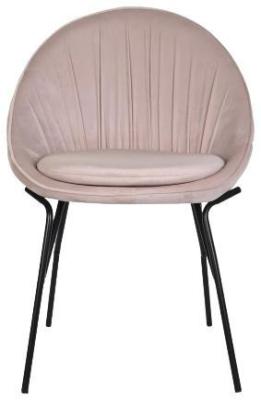 Set Of 2 Glam Pink Fabric Dining Chair