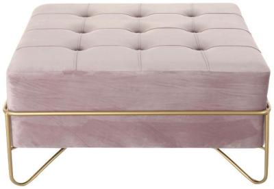 Glam Pink And Golden Fabric Ottoman Bench