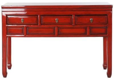 Daisy Red Wood 3 Drawer Console Table