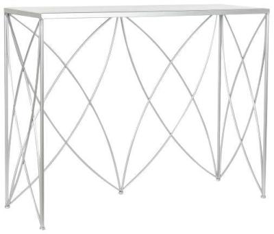 Chic White Marble Top And Silver Metal 100cm Console Table