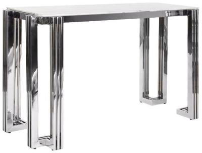 Product photograph of Modern Glass And Chrome Console Table from Choice Furniture Superstore