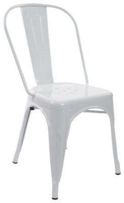 Set Of 4 Tolix Style Industrial White Metal Dining Chair