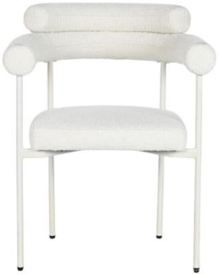 Set Of 2 Scandi White Boucle Fabric Dining Chair