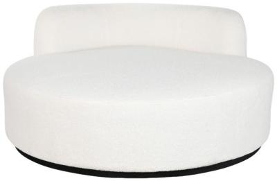 White Sheepskin Fabric Round Couch Sofa