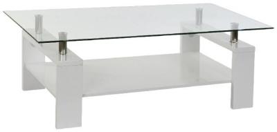 Modern White Metal And Glass Top Coffee Table