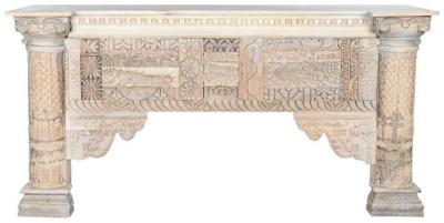 Product photograph of Indian Aged White Mango Wood Console Table from Choice Furniture Superstore