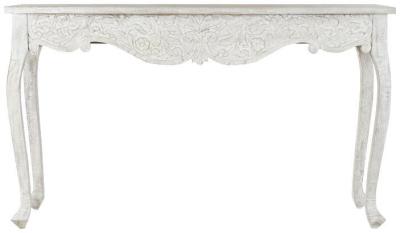 Product photograph of Indian White Mango Wood Decape Console Table from Choice Furniture Superstore