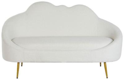 Scandi White Fabric Couch 2 Seater Sofa