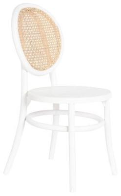 Set Of 2 Vintage White Rattan Dining Chair