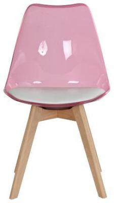 Set Of 4 Ballia Pink Plastic Dining Chair White Seat Pad