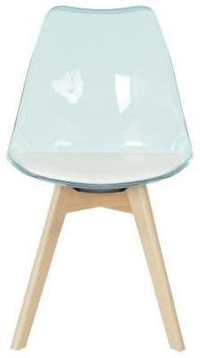 Set Of 4 Ballia Sky Blue Plastic Dining Chair White Seat Pad