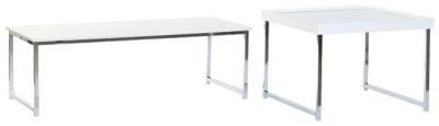 Product photograph of Chic Set Of 2 White And Silver Steel Coffee Table from Choice Furniture Superstore