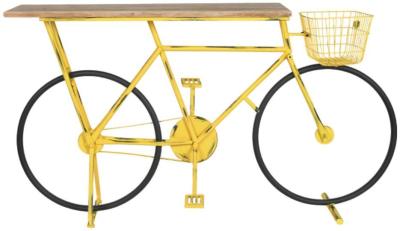 Vintage Yellow Metal Bicycle Console Table