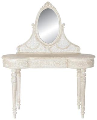 Beige Mango Wood 1 Drawer Curved Dressing Table