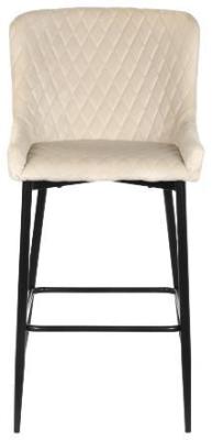 Set Of 2 Modern Beige Fabric Barstool With Back