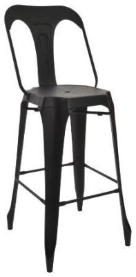 Set Of 2 Loft Black Metal Barstool With Back