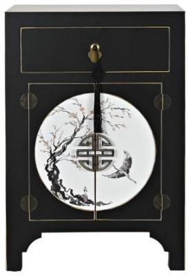 Oriental Black Wood Bedside Table