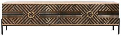 Oriental Mango Wood Carved 180cm Large Buffet Sideboard 4 Doors