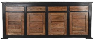 Bliss Black Acacia Wood 200cm Extra Large Buffet Sideboard 4 Doors