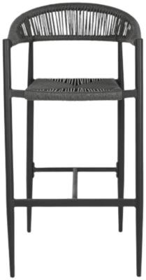 Set Of 2 Garden Dark Gray Metal Outdoor Barstool With Back