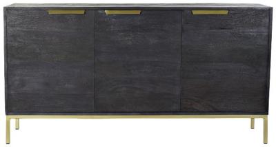 Modern Black Mango Wood 145cm Medium Sideboard 3 Doors