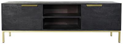 Modern Black Mango Wood Tv Unit