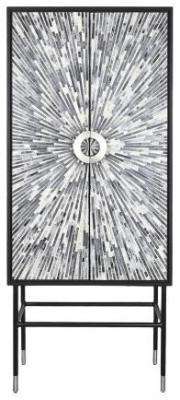 Product photograph of Helston Black And White Bone Inlay 2 Door Hall Cabinet from Choice Furniture Superstore